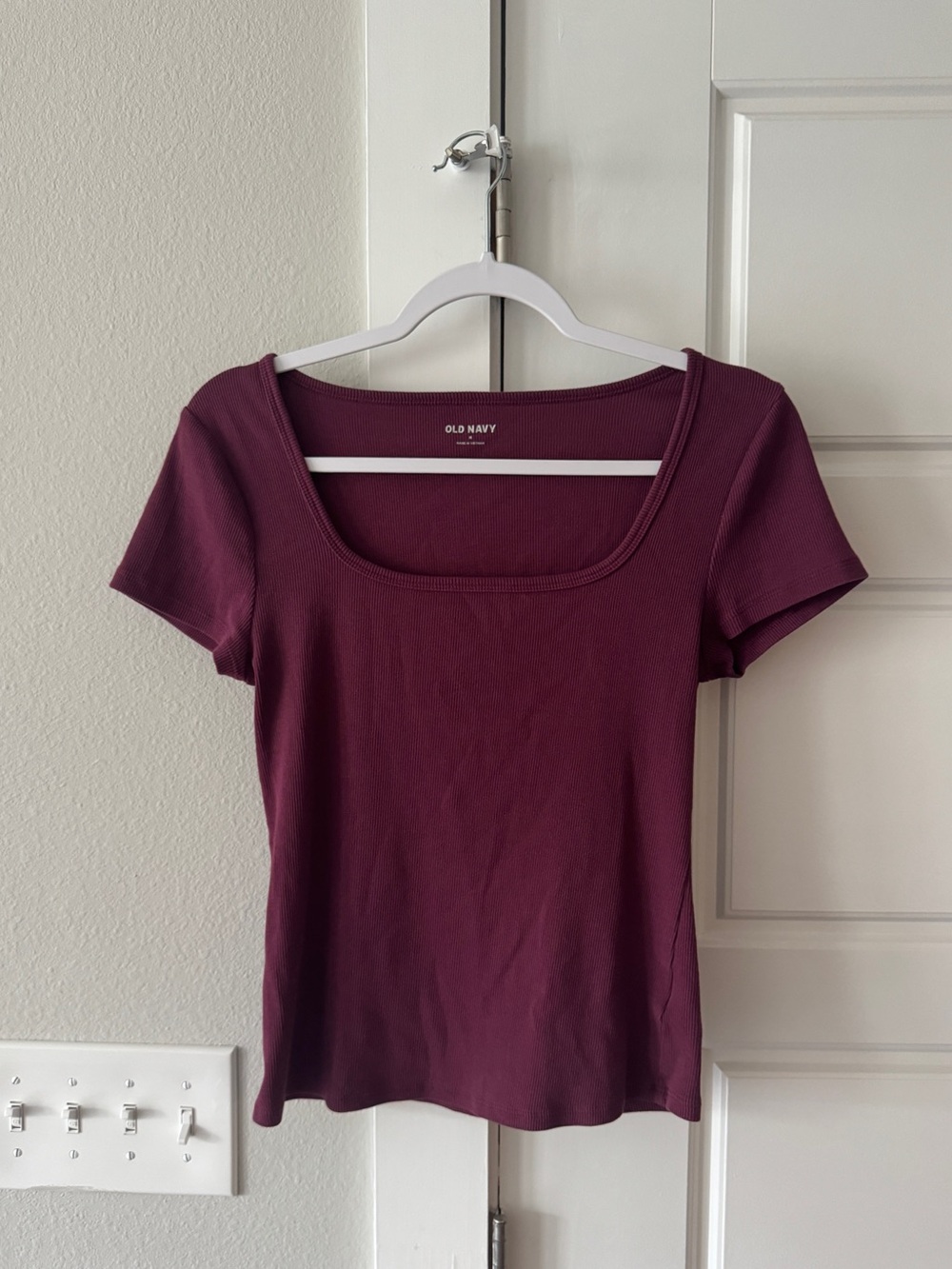 Old Navy Short Sleeve Square Neck Tee in Plum